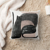 黒猫ミニマルイラストレーション猫アーモダント クッション (ブランケット)