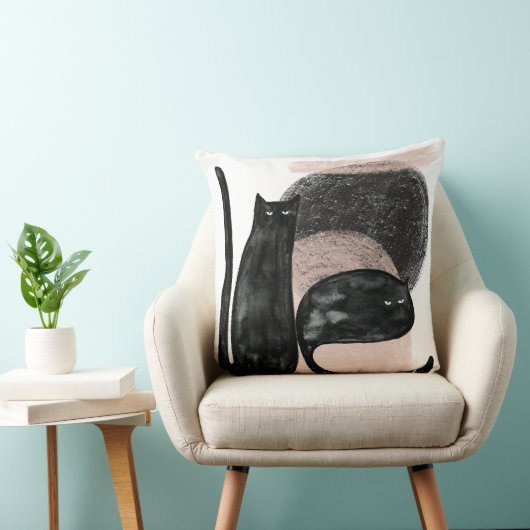 黒猫ミニマルイラストレーション猫アーモダント クッション (椅子)