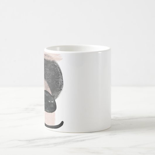 黒猫ミニマルイラストレーション猫アーモダント コーヒーマグカップ (中央)