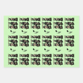 黒猫ミュージシャン遊ズ3曲緑 ラッピングペーパーシート (正面3)