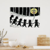 黒猫ムーンポスタープリント ポスター (キッチン)