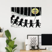 黒猫ムーンポスタープリント ポスター (ホームオフィス)