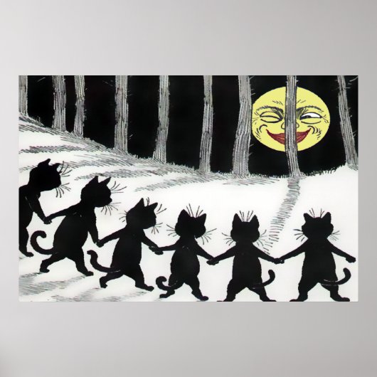 黒猫ムーンポスタープリント ポスター (正面)