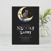 黒猫ムーンミニマルモダンリストハロウィーン 招待状 (スタンド正面)