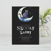 黒猫ムーンミニマルモダンリストハロウィーン 招待状 (スタンド正面)