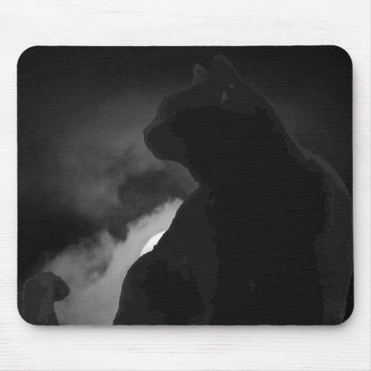 黒猫ムーンライトシルエット マウスパッド (正面)