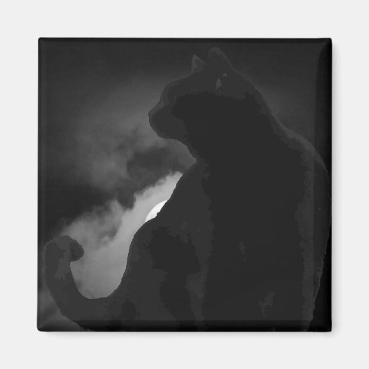 黒猫ムーンライトシルエット マグネット (正面)