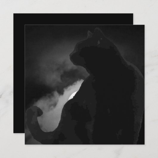 黒猫ムーンライトシルエット 招待状 (正面/裏面)