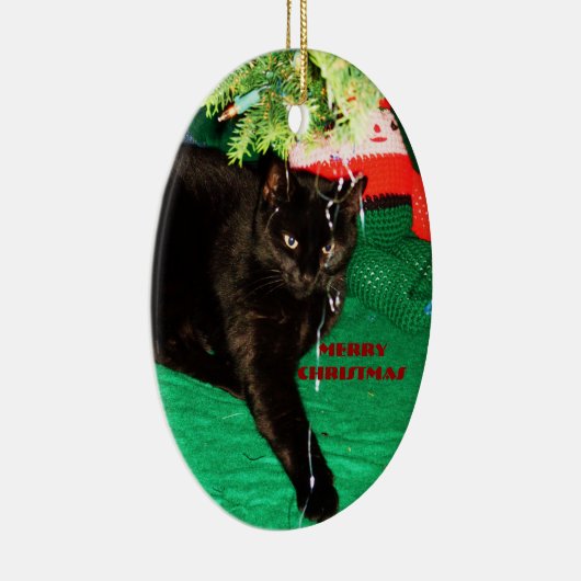 黒猫メリークリスマスオーナメント セラミックオーナメント (右)
