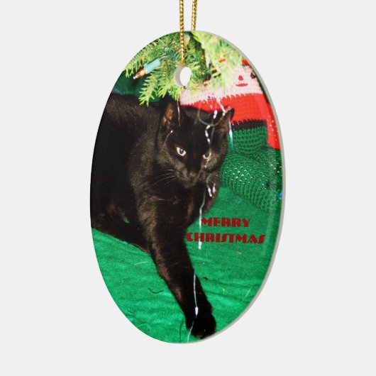 黒猫メリークリスマスオーナメント セラミックオーナメント (左)