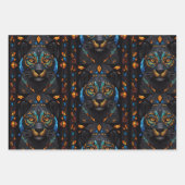 黒猫モザイクのステンドグラス ラッピングペーパーシート (正面3)