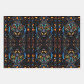 黒猫モザイクのステンドグラス ラッピングペーパーシート (正面2)