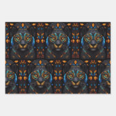 黒猫モザイクのステンドグラス ラッピングペーパーシート (正面3)