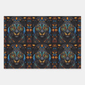 黒猫モザイクのステンドグラス ラッピングペーパーシート (正面)