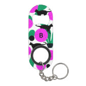 黒猫モダンとサボテン模様モノグラム キーホルダー栓抜き (裏面)