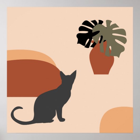 黒猫モダン抽象芸術 ポスター (正面)