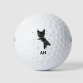 黒猫モノグラム動物子猫キッテンペット ゴルフボール (正面)