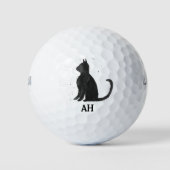 黒猫モノグラム動物子猫キッテンペット ゴルフボール (正面)