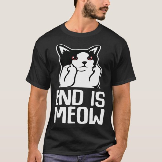 黒猫ユーモア通り猫クール猫 Tシャツ (正面)