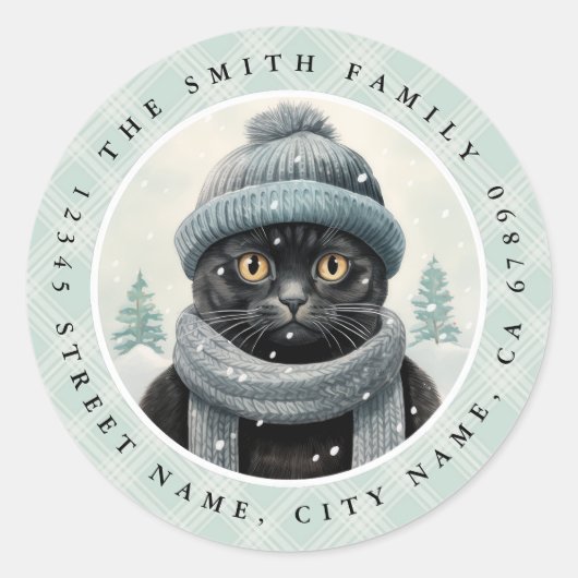 黒猫ラウンドステッカー ラウンドシール (正面)