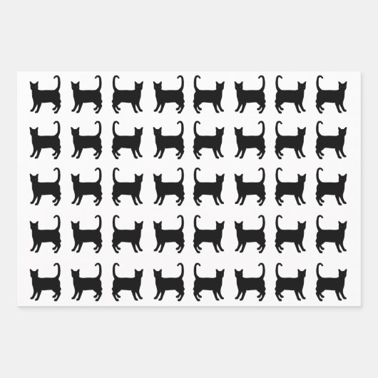 黒猫ラッピング紙シート ラッピングペーパーシート (正面)