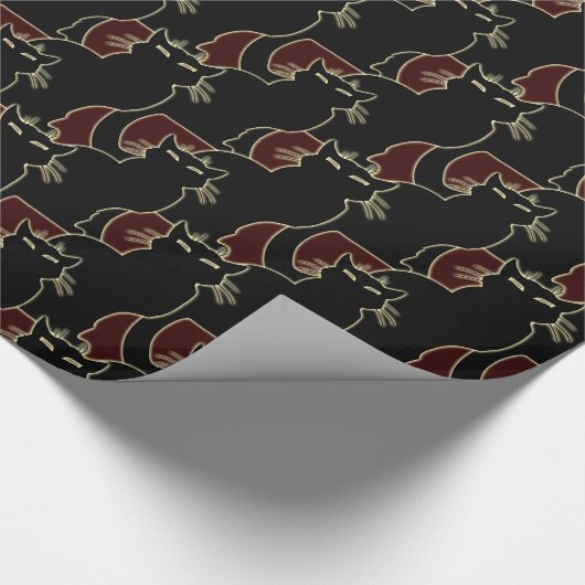 黒猫ラッピング紙猫ハロウィン紙 ラッピングペーパー (コーナー)