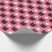 黒猫ラッピング紙-水玉模様猫 ラッピングペーパー (角)