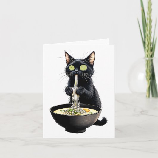 黒猫ラーメン食べ食べ日本の物 カード (正面)