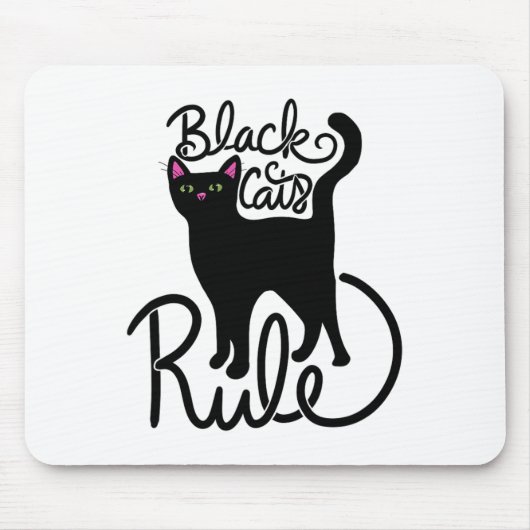 黒猫ルールおもしろい黒猫ママかわいい マウスパッド (正面)