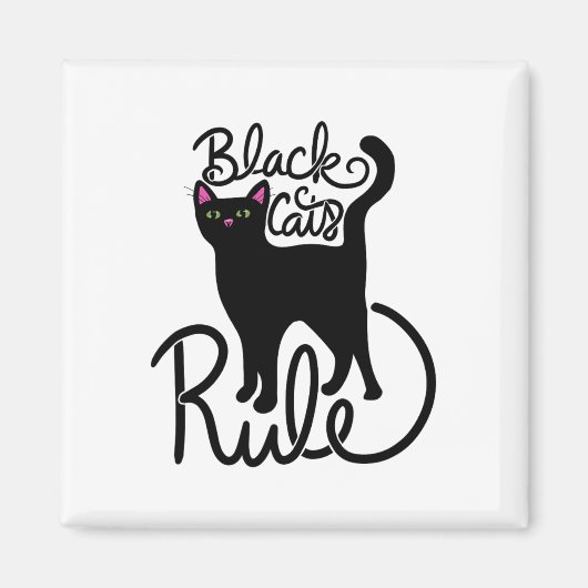 黒猫ルールおもしろい黒猫ママかわいい マグネット (正面)