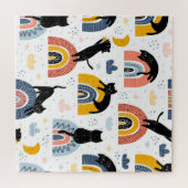 黒猫レインボウズファンタジー柄 ジグソーパズル (横)