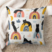 黒猫レインボウ – ファンタジーパタお洒落ーン クッション (ブランケット)