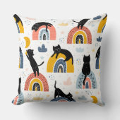 黒猫レインボウ – ファンタジーパタお洒落ーン クッション (正面)