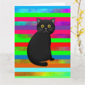 黒猫レインボージャイアント誕生日カード カード (黄色い花)