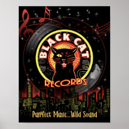 黒猫レコードのポスター – Jazz Club Vinylレトロ ポスター