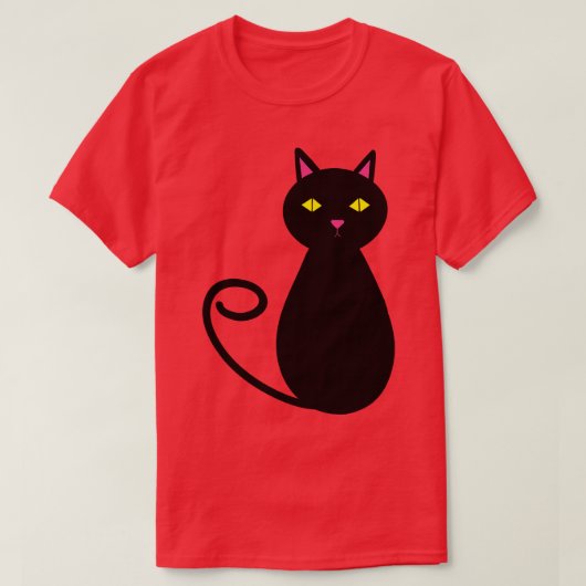 黒猫レディーカワイイ猫好き Tシャツ (デザイン正面)