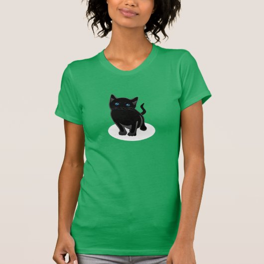 黒猫レディースTシャツ Tシャツ (正面)