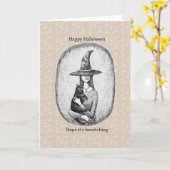 黒猫レトロクラシックハロウィン カード (黄色い花)