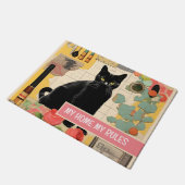 黒猫レトロコラージュ ドアマット (アングル)