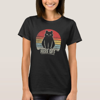 黒猫レトロヴィンテージハスオフミャオ猫4 Tシャツ