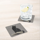 黒猫ロイヤリティ スクエアペーパーコースター (インサイチュ)