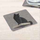 黒猫ロイヤリティ スクエアペーパーコースター (アングル)