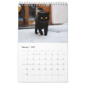 黒猫ワンページ カレンダー (2月 2027)