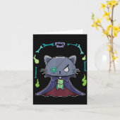 黒猫ヴァンパイア・ドラキュラとテディベアの カード (黄色い花)