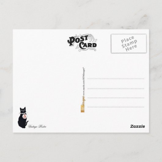 黒猫ヴィンテージのポスター ポストカード (裏面)