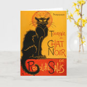 黒猫ヴィンテージハロウィーンスタインレンポスター カード (黄色い花)