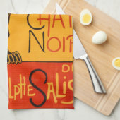 黒猫ヴィンテージハロウィーンスタインレンポスター キッチンタオル (四つ折り)