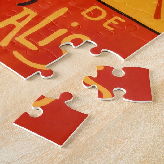 黒猫ヴィンテージハロウィーンスタインレンポスター ジグソーパズル (側面)