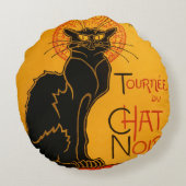 黒猫ヴィンテージハロウィーンスタインレンポスター ラウンドクッション (裏面)