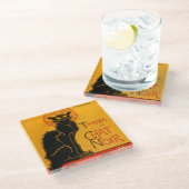 黒猫ヴィンテージハロウィーンスティインレンポスター ガラスコースター (アングル)